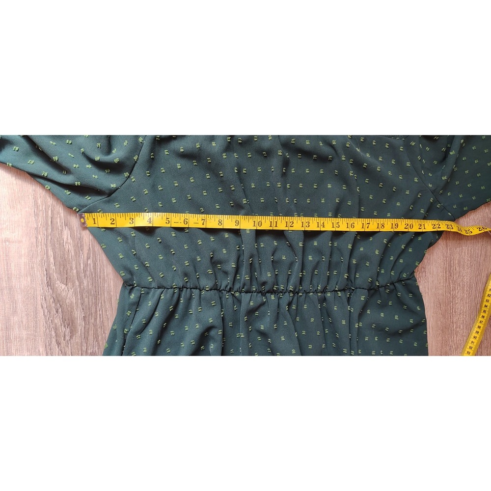 Bloomchick 22-24 Raised Embroidered Print Pocket Layered Hem Dress Green Pockets - Picture 8 of 11